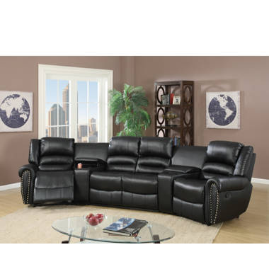 Leather sectional deals theater seating